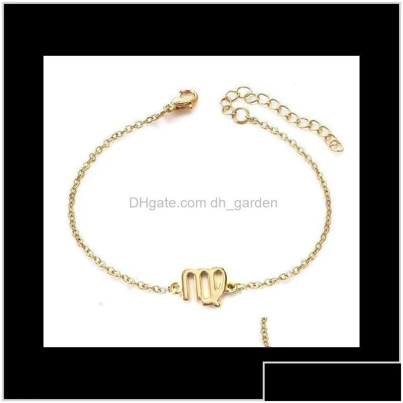 charm bracelets fashion 12 constellations zodiac pattern bracelets with card alloy golden horoscope bracelet for women jewelry gift