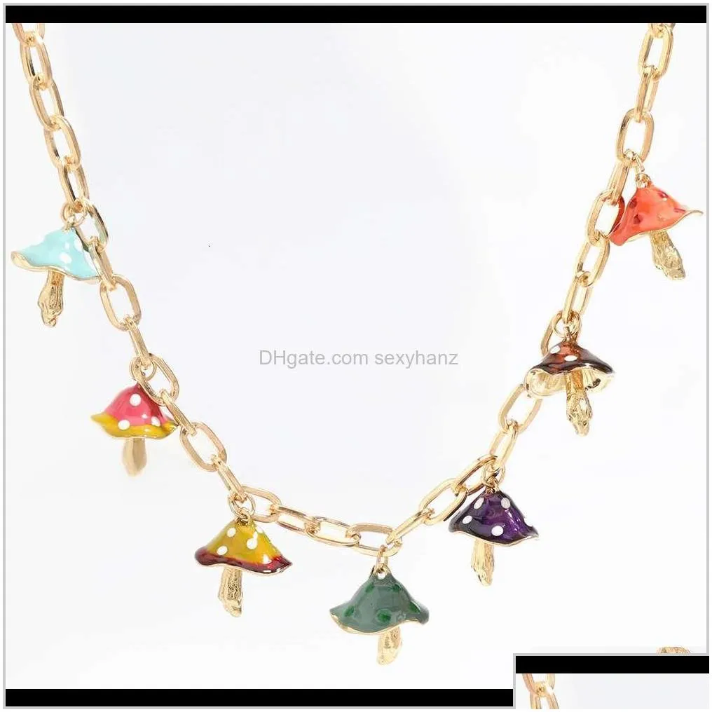 necklaces pendants creative network red style multi layer alloy oil dripping mushroom pendant hip hop necklace womens fa