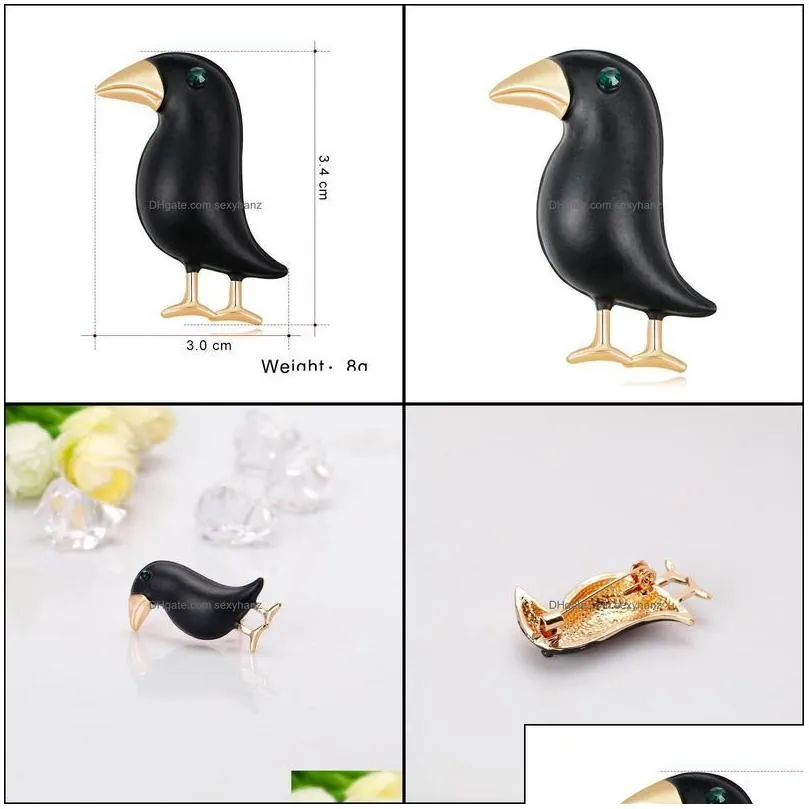 pins brooches jewelry crow brooch black paint bird enamel for men women suits dress hat collar pins animal gifts drop delivery 2021 u