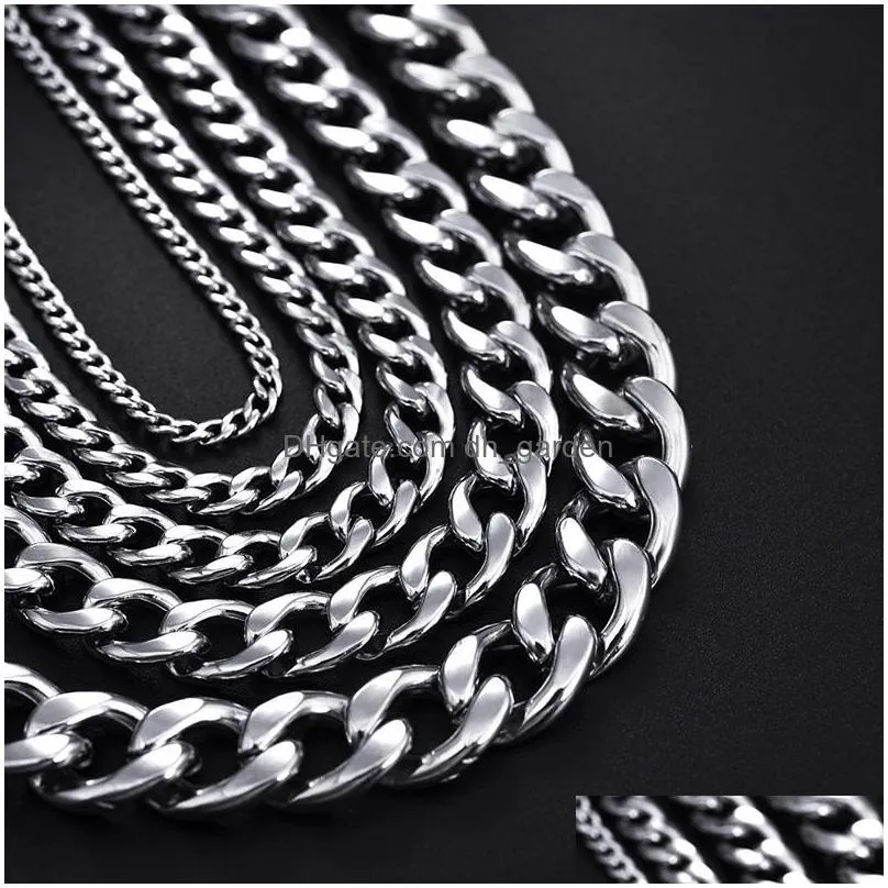 511mm men chain bracelet fashion stainless steel curb cuban link chain bangle for male women hiphop trendy wrist jewelry gift