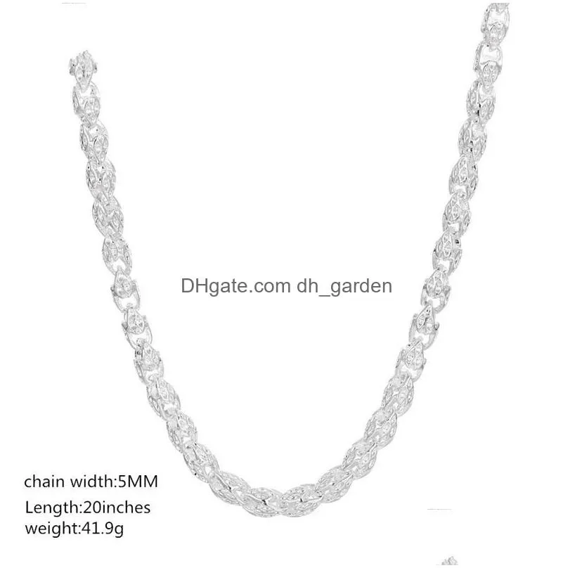 plated silver 20 inch 5mm twisted rope chain necklace for women man fashion wedding charm jewelry 236 w2