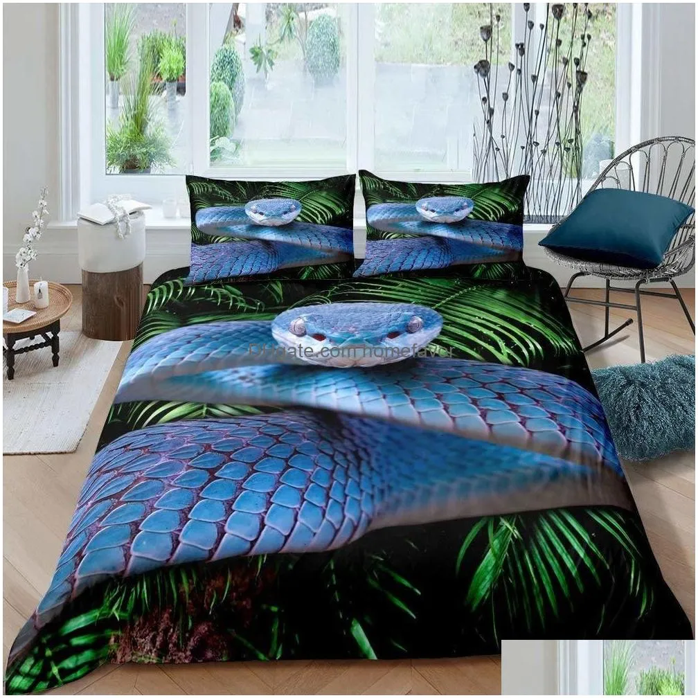 bedding sets 3d snake style bedding set for bedroom soft duvet cover bedspreads for bed linen comefortable quilt and pillowcase 221208