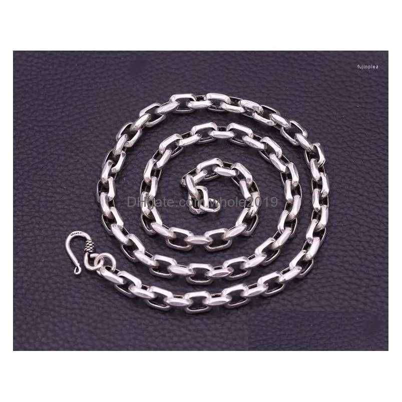 Chains Chains Fashion S925 Sterling Sier Retro Thai Buckle Personalized Men And Women Coarse Necklace Sweater Drop Delivery Jewelry Ne Dhcqh