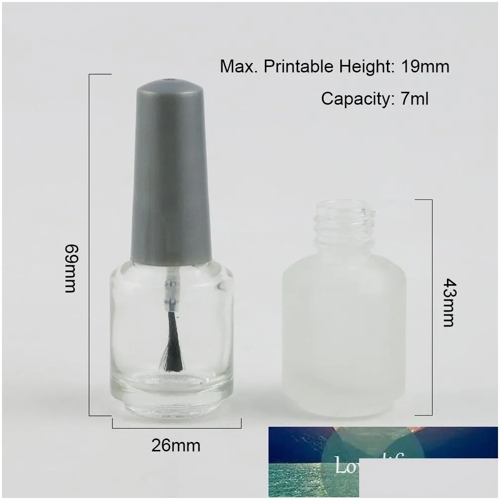 wholesale 24 x 7ml empty nail polish bottle transparent white amber frost glass packing bottle with black brush cap cosmetic container