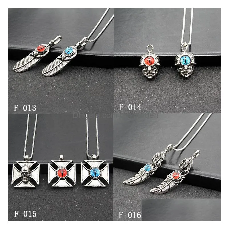 popular long retro punk necklace for women men stainless steel hip hop pendant party jewelry mixed style