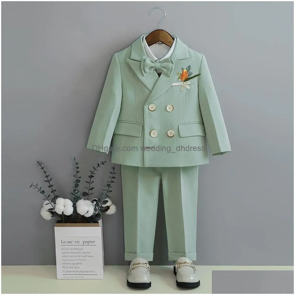 Boys Formal Wear Clothing Sets Little Pography Suit Children Wedding Dress Kids Stage Performance Blazer Baby Birthday Ceremony Cost Dhd8G