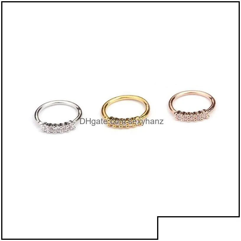 nose rings studs body jewelry sier and gold color 20gx8mm piercing cz hoop nostril ring flower helix cartilage tragus earring 871 r2