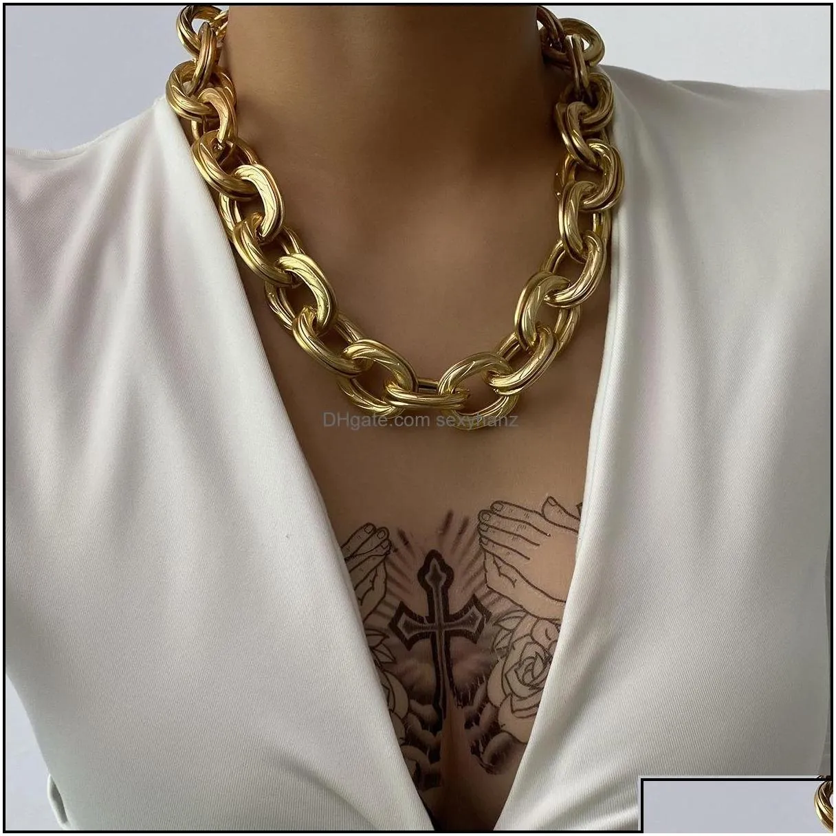 pendant pendants jewelry wide neck hiphop rock b metallic necklace golden women exaggerated chain necklaces girls fashion gothic jewelry