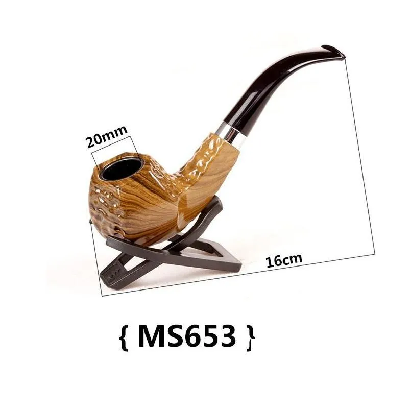 wooden color acrylic hand tobacco cigarette smoking pipe blue and white porcelain pipes with gift box holder bag 7 styles