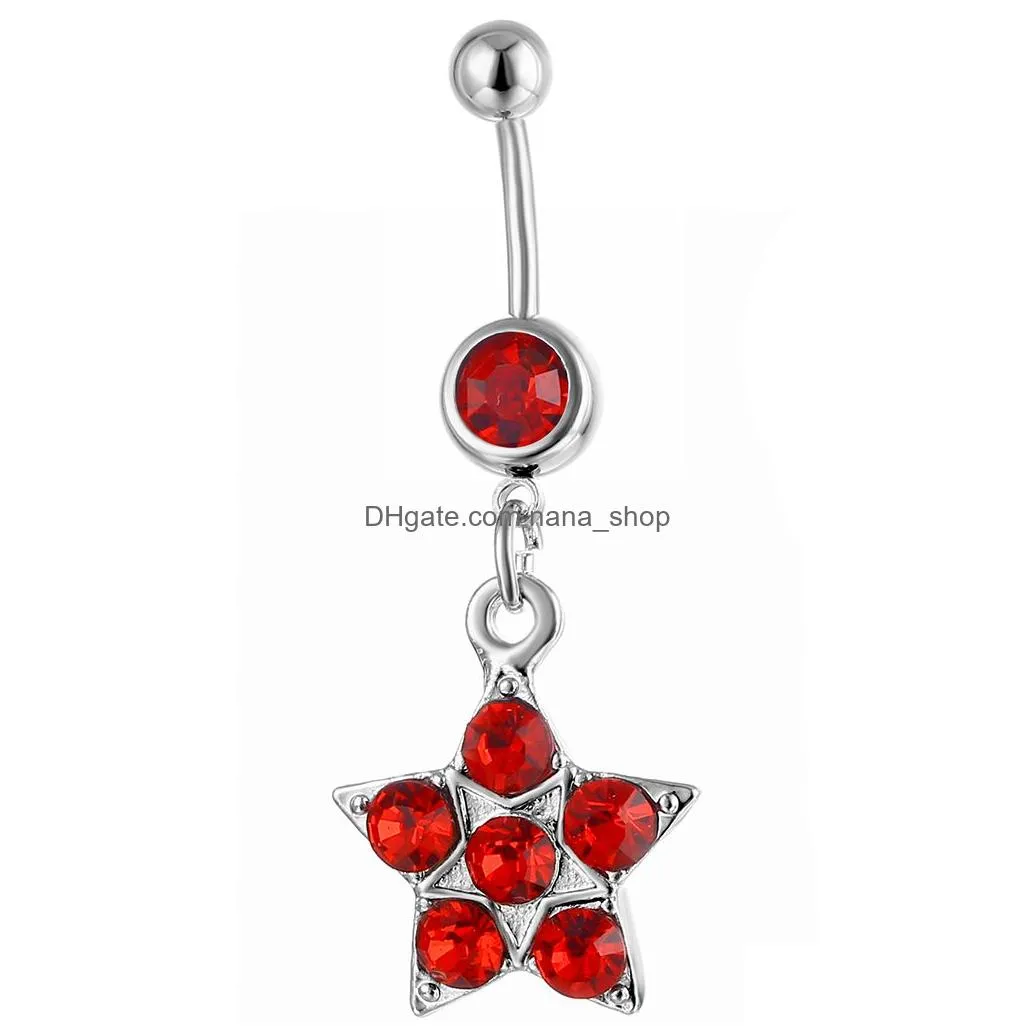 Navel & Bell Button Rings D0111 Heart Belly Navel Button Ring Drop Delivery Jewelry Body Jewelry Dhmwi