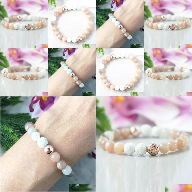 mg1054 moonstone diffuser bracelet  oil sunstone bracelet healing crystals lava rock bracelet aromatherapy jewelry