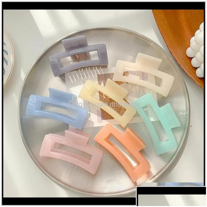 barrettes jewelry fashion rec acrylic claw hairpin simple clips candy color girls crab clamps for women hair accessories