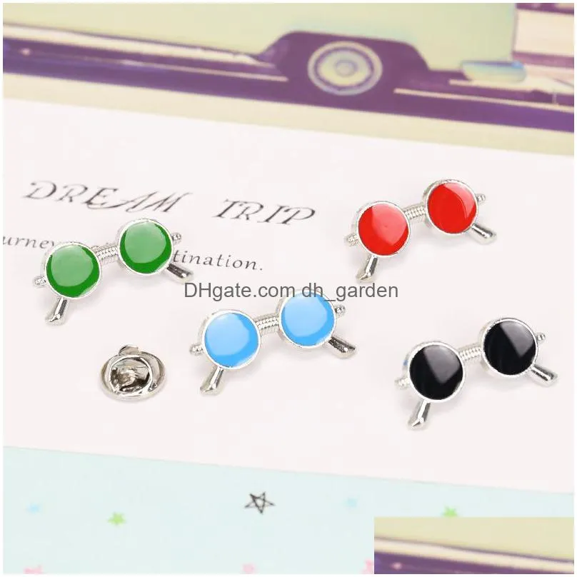 korean colored lapel pin brooches cartoon sunglasses plated silver badge colorful glasses brooch funny jewelry wholesale 1 4dr e3