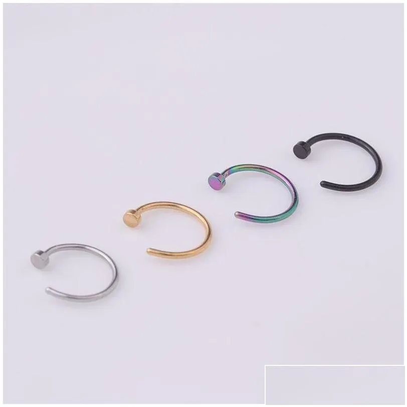 nose rings studs 6/8/10mm punk stainless steel fake nose ring c clip lip earring helix rook tragus faux septum body piercing jewel
