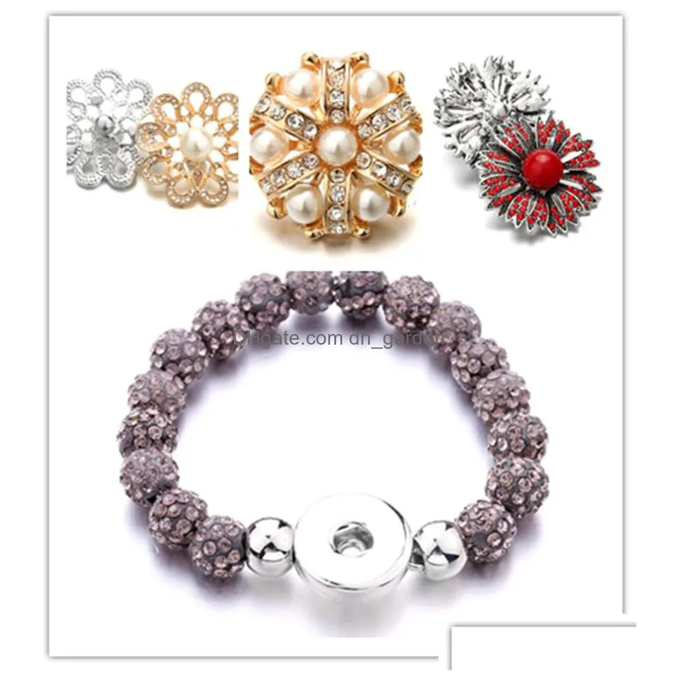 20pcs/lot fashion snap button bracelets rhinestone natural stone jewelry high quality handmade snap button bangles for men women