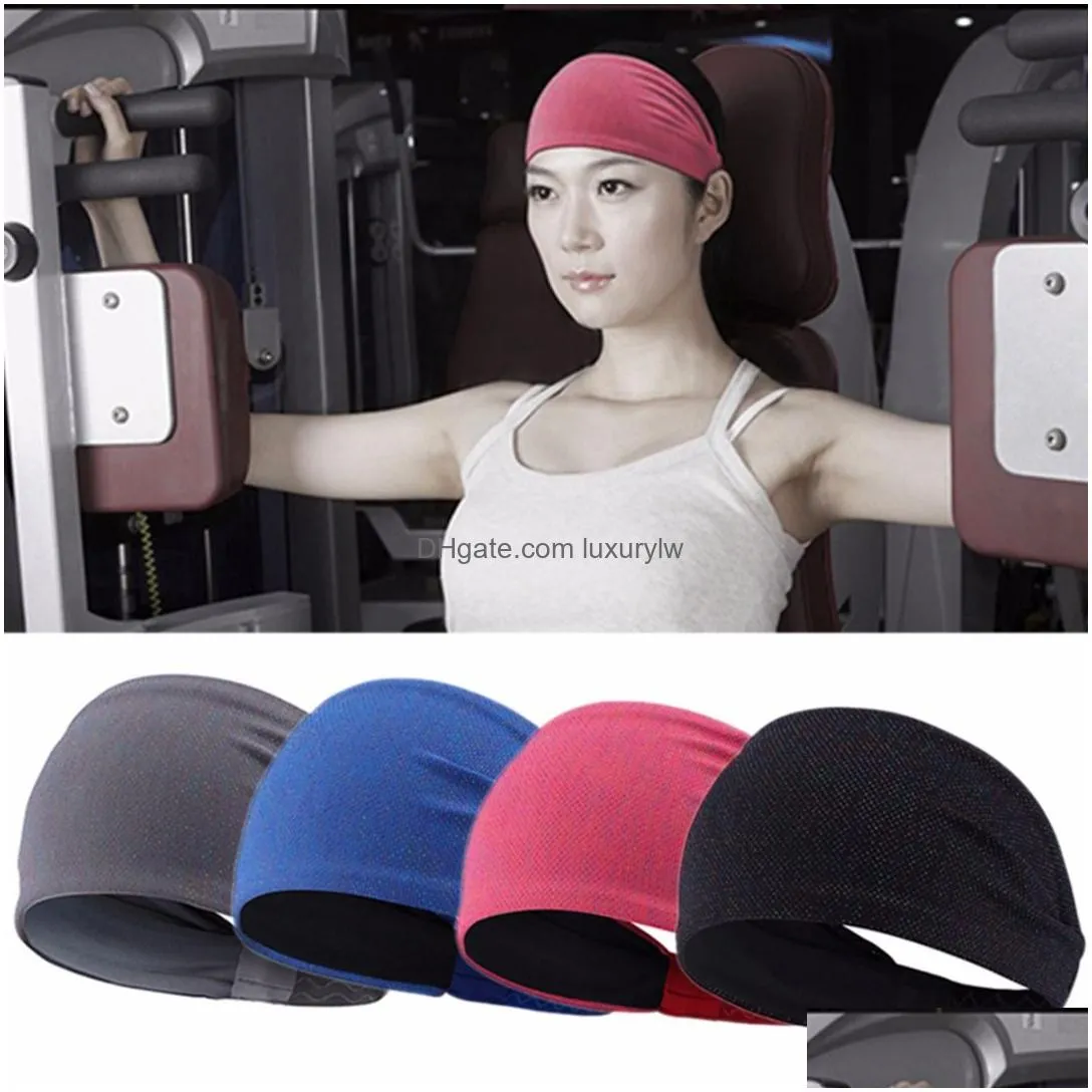 Sweatband Women Men Adt Wide Sport Sweat Sweatband Headband Breathable Running Yoga Gym Stretch Hair Band Accessories Drop Delivery Sp Dhbfg