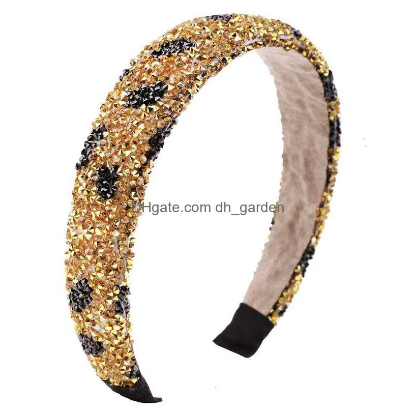 retro hair hoop natural healing crystal stone headband sponge leopard print woman fashion hair band accessories 7 6dx k2b