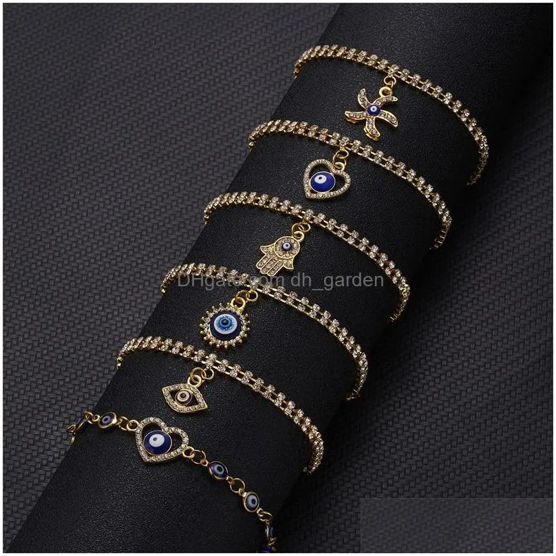 classic turkish evil eye bracelet for women luxury aaa cubic zircon cz hamsa hand charm bracelet trend female party jewelry gift 5633
