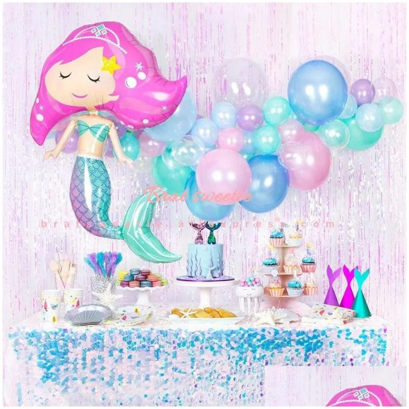 iridescent mermaid tablecloths unicorn party holographic wedding baby shower birthday embroidery mesh lace glitter sequin fabric