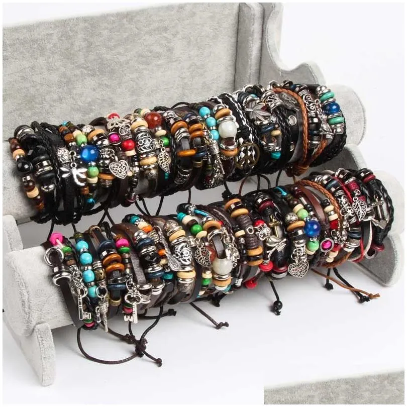 wholesale bulk mix styles metal leather cuff skull punk rock sport bracelets mens womens jewelry party gifts