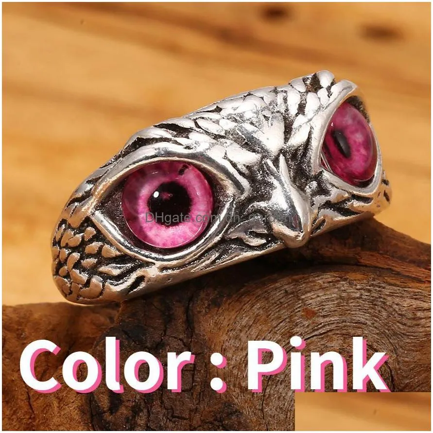 50pcs/lot charm vintage rings cute men and women simple design owl ring silver color engagement wedding rings jewelry gifts