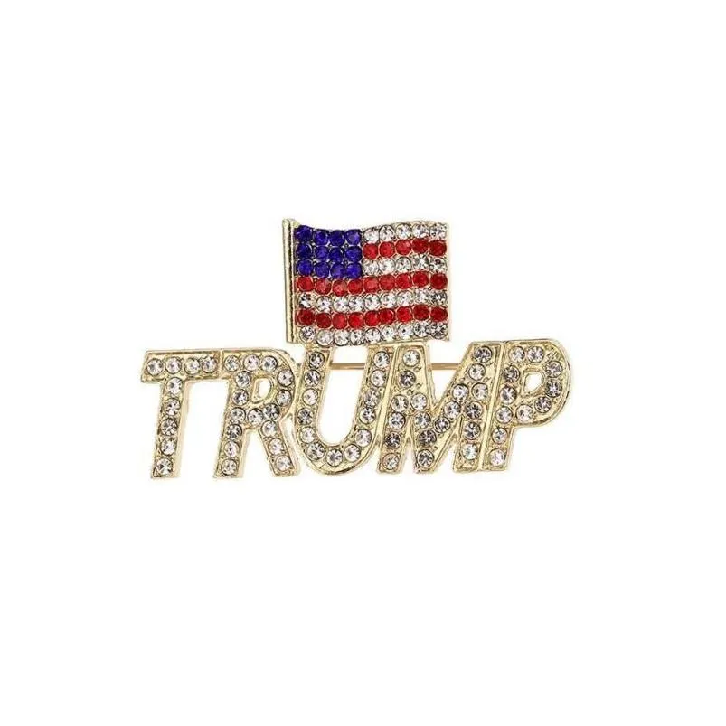 arts and crafts 2024 bling diamond trump brooch american patriotic republican campaign pin commemorative commemorative badge