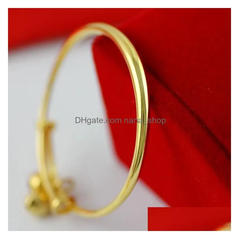Bangle Jewelry Baby Bells Bracelet Bangles 24K Yellow Gold Color For Babies Kids 9017273 Drop Delivery Jewelry Bracelets Dhip4