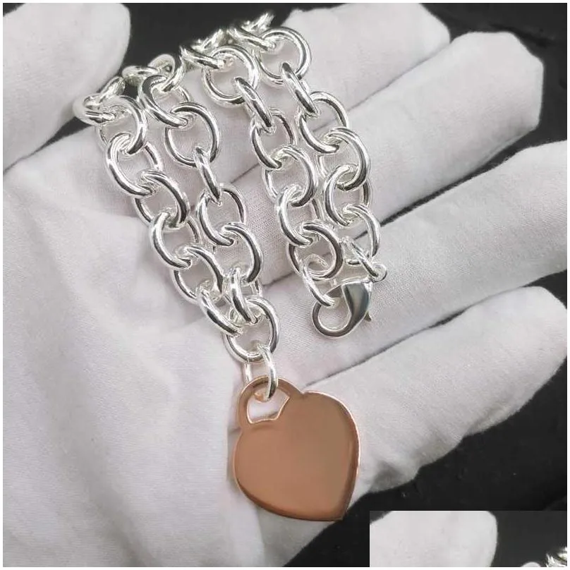 s925 sterling silver necklace for women classic heartshaped pendant charm chain necklaces luxury brand jewelry necklace q0603