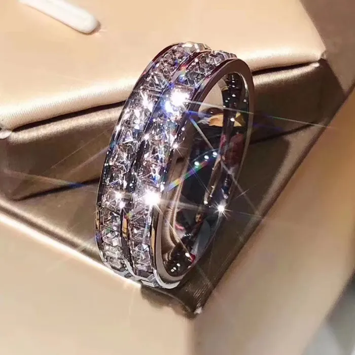 Luxurys fashion designers women double-layer full diamond ring shows temperament light simple exquisite personalized and versatile adjustable size good nice