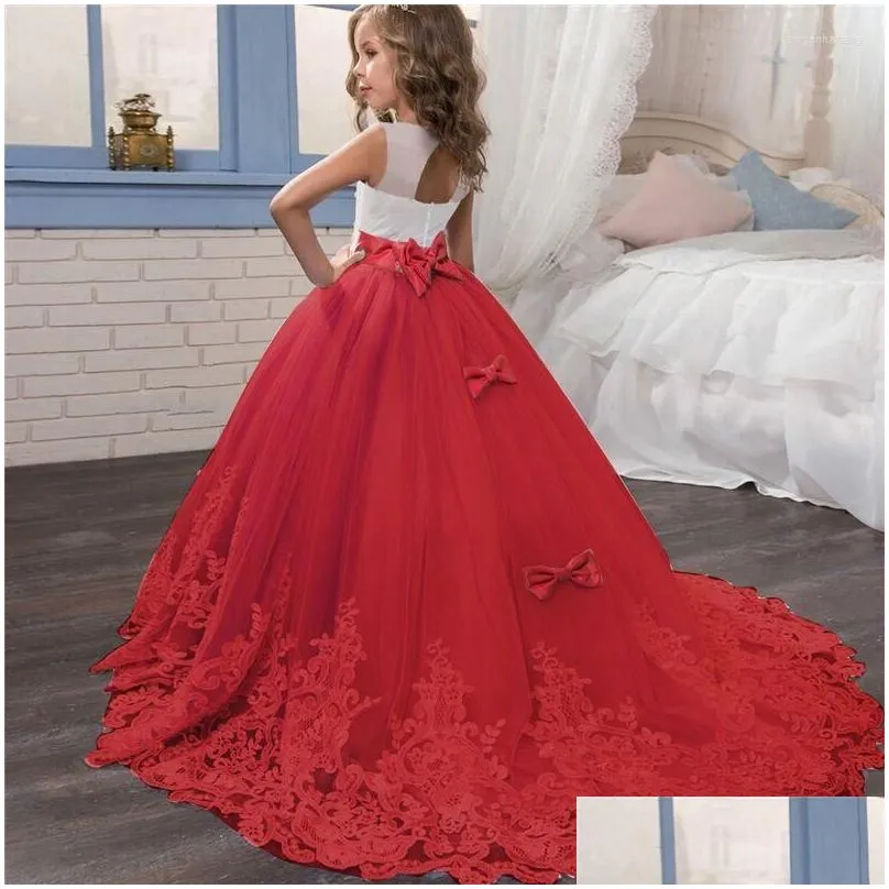 Girl`S Dresses Girl Dresses Girls Christmas Dress Formal Princess For Wedding And Party Teen Frocks Long Tail Kids Year Gown Drop Deli Dhaaj