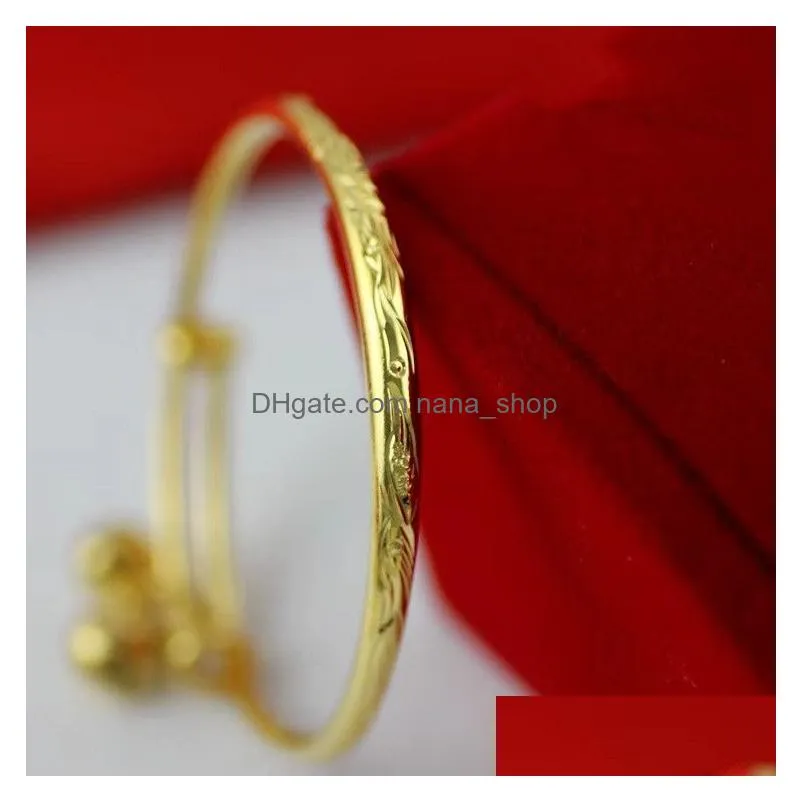 Bangle Jewelry Baby Bells Bracelet Bangles 24K Yellow Gold Color For Babies Kids 9017273 Drop Delivery Jewelry Bracelets Dhip4