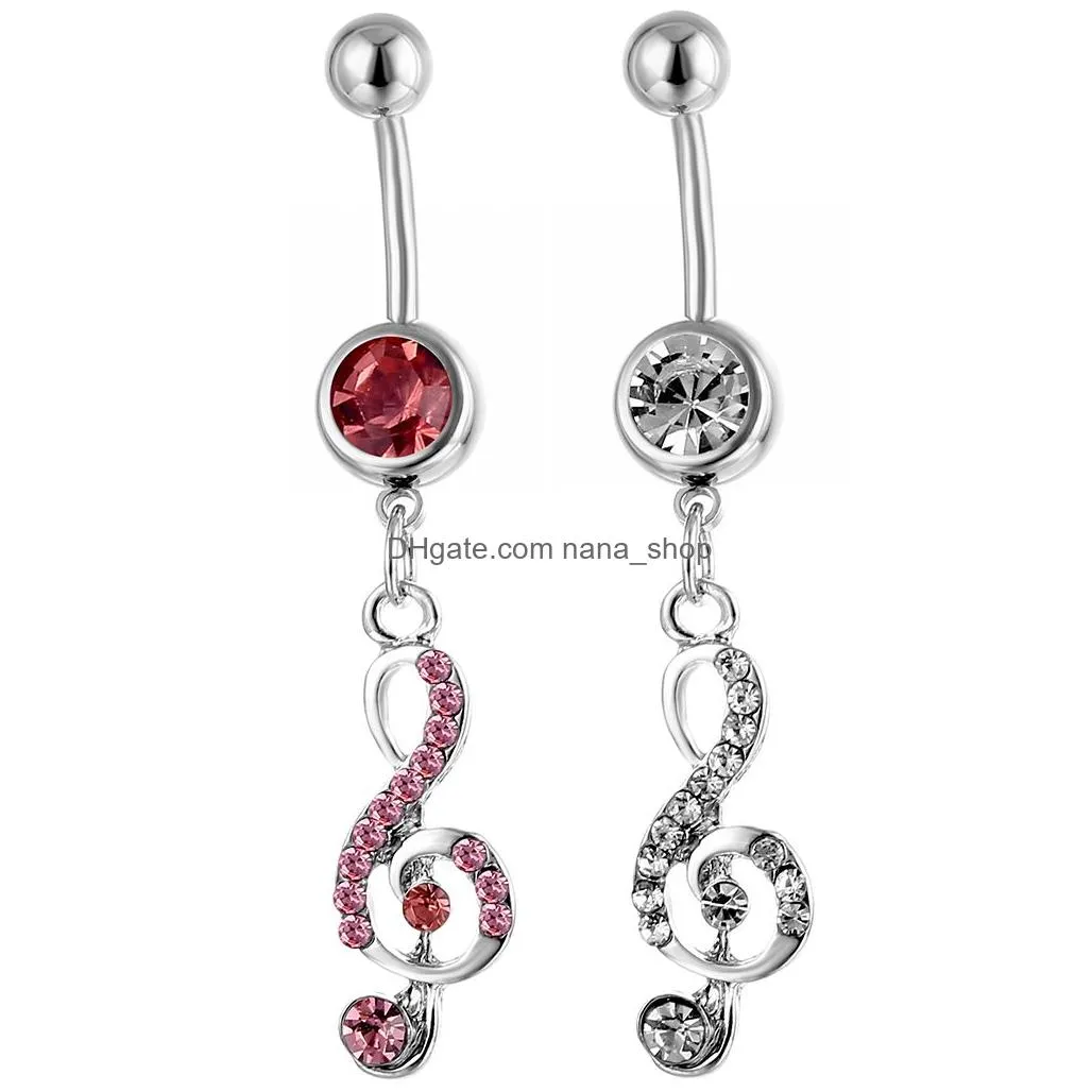 Navel & Bell Button Rings D0111 Heart Belly Navel Button Ring Drop Delivery Jewelry Body Jewelry Dhmwi
