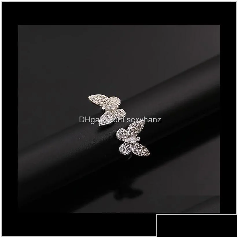 band rings fashion classic 4/four leaf clover open butterfly s925 sier 18k gold with diamonds for women girls valentines m