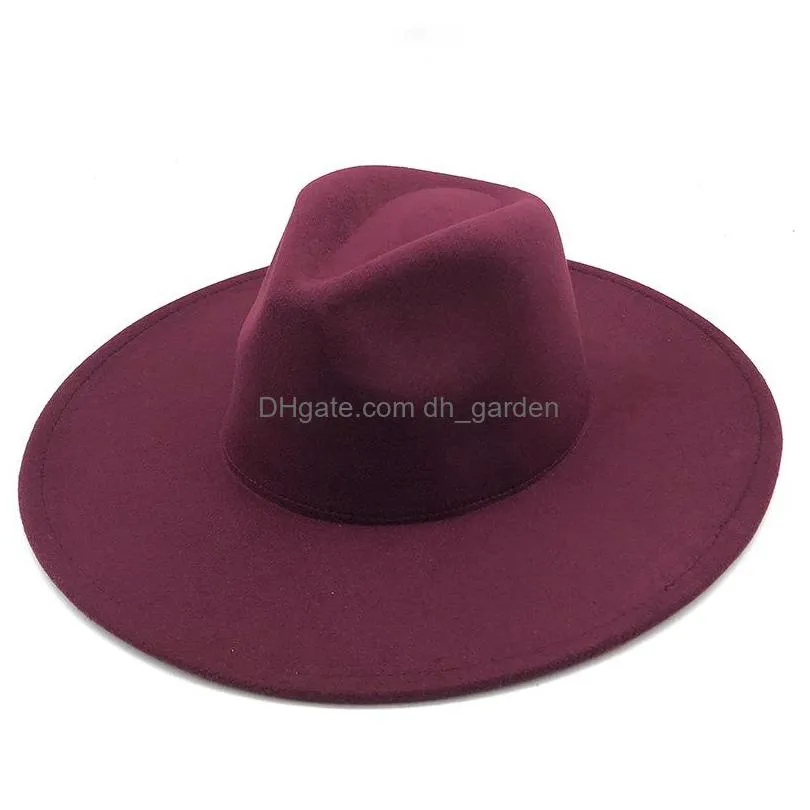 new british style winter wool solid classic fedoras cap men women panama jazz hat 9.5cm wide brim big white fedoras 201028 821 r2