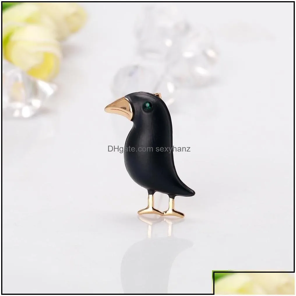 pins brooches jewelry crow brooch black paint bird enamel for men women suits dress hat collar pins animal gifts drop delivery 2021 u