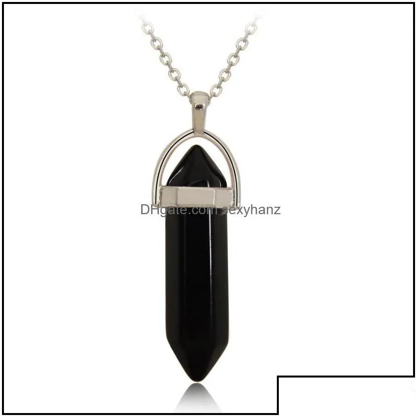 pendant necklaces necklace jewelry crystals amethyst rose quartz bead chakra healing point women men natural stone pendants leather drop