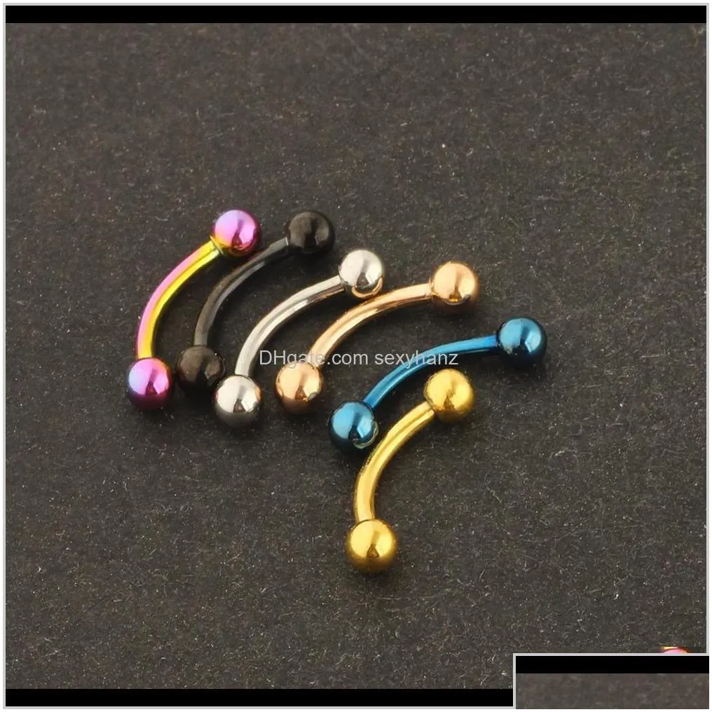 eyebrow piercing stud 8mm banana ring sets wholesale 120pcs fashion body jewelry stainless steel ear barbell mix 5 color