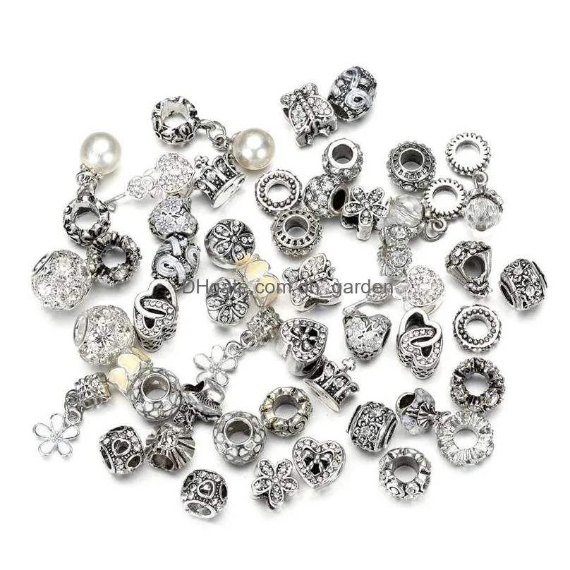 50pcs beads for pandora charm bracelets designer for women safety chain mix color european fit pandora charms bracelet bead 1135 t2