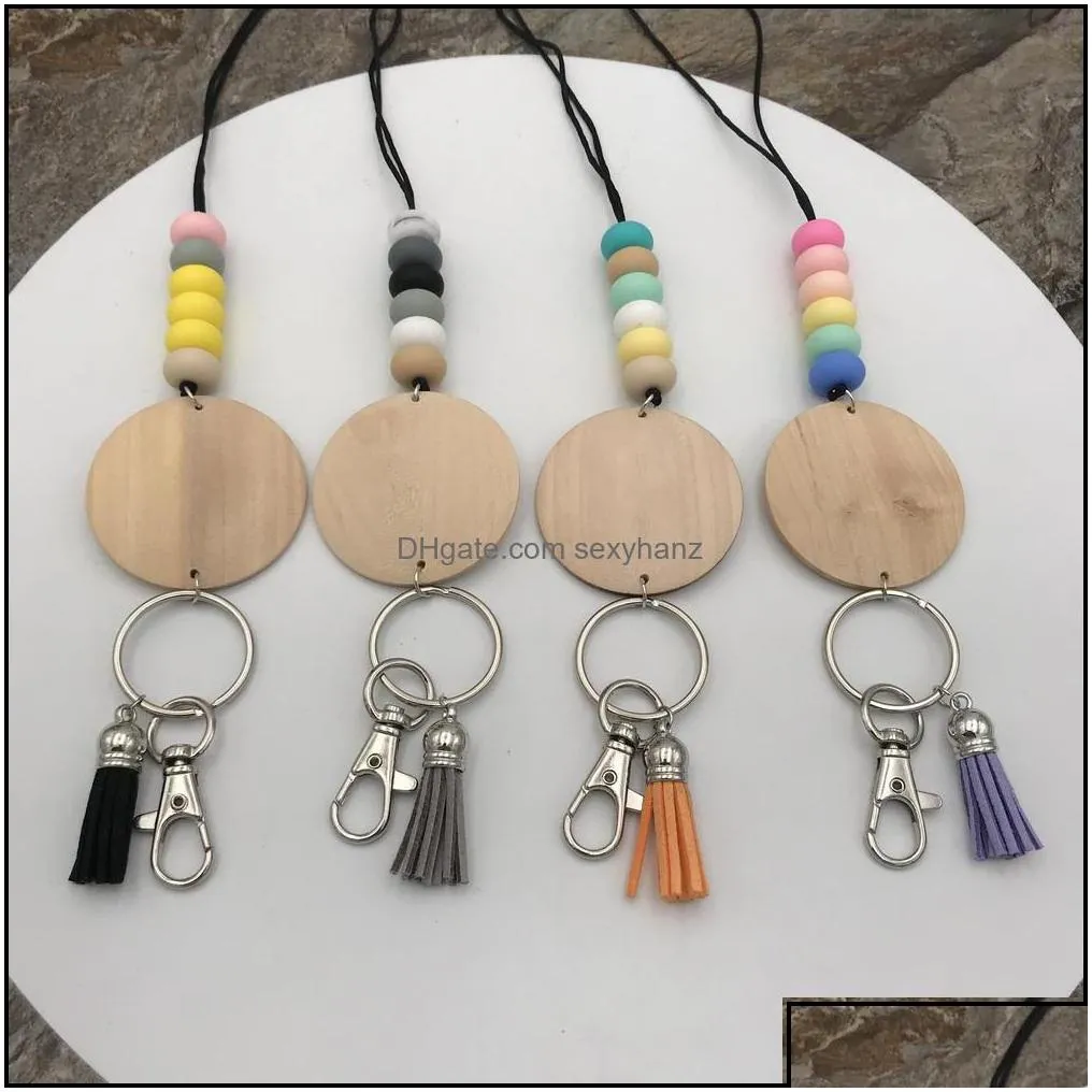 necklaces pendants jewelry wholesale design handmade sile beads pencil rope tassel pendant personalized engraved wood disc lanyard