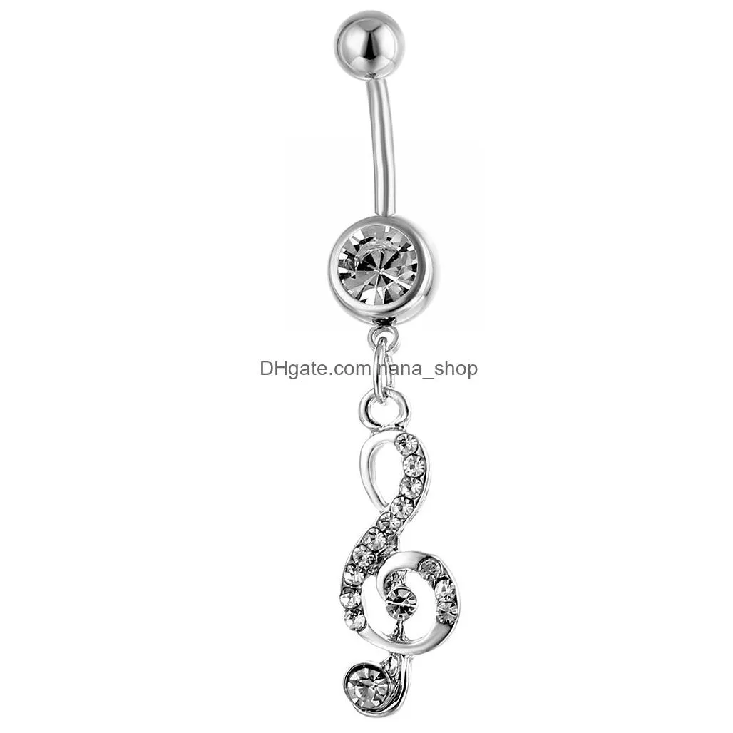 Navel & Bell Button Rings D0111 Heart Belly Navel Button Ring Drop Delivery Jewelry Body Jewelry Dhmwi