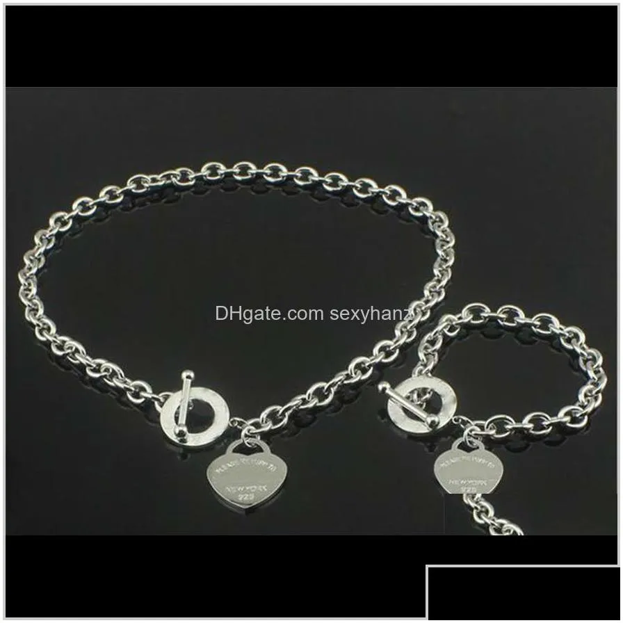 pendants birthday christmas gift 925 sier love necklace bracelet set wedding statement jewelry heart pendant neckla