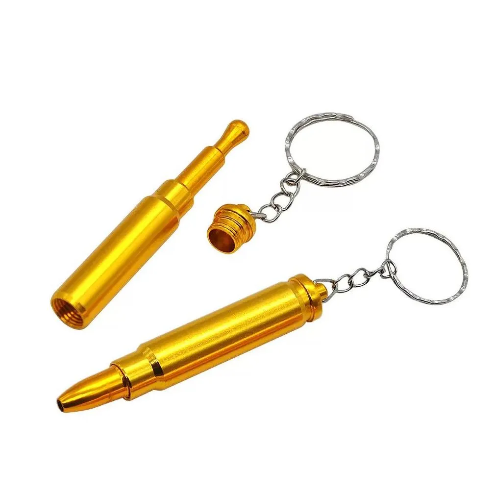 Smoking Pipes Gold Metal Key Chain Smoke Pipe Accessory Smoking Head Gun Pistol Shape Cigarette Pipes Retail/Wholesale Drop Delivery H Dhxbx