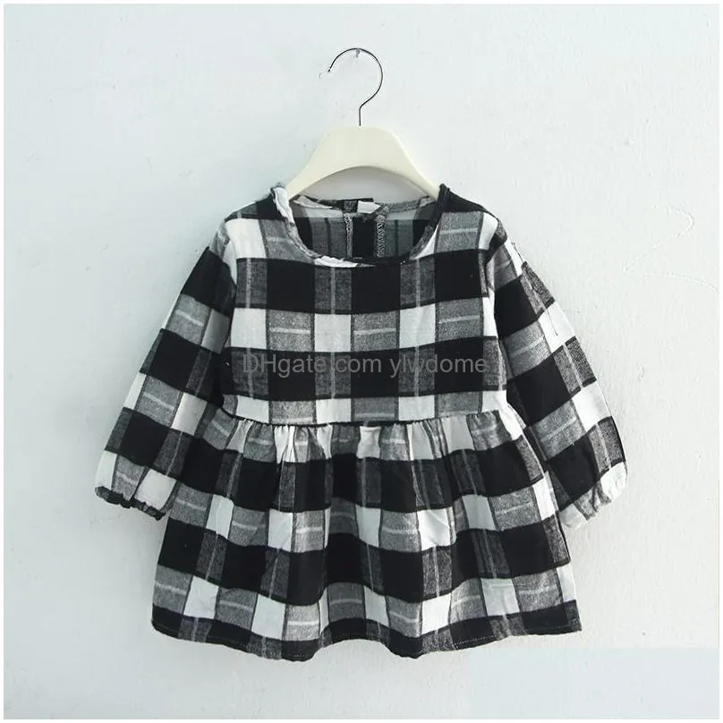 Girl`S Dresses 2 Baby Girl Long-Sleeved Plaid Skirt Spring And Summer New Drop Delivery Baby, Kids Maternity Baby Kids Clothing Dhcew