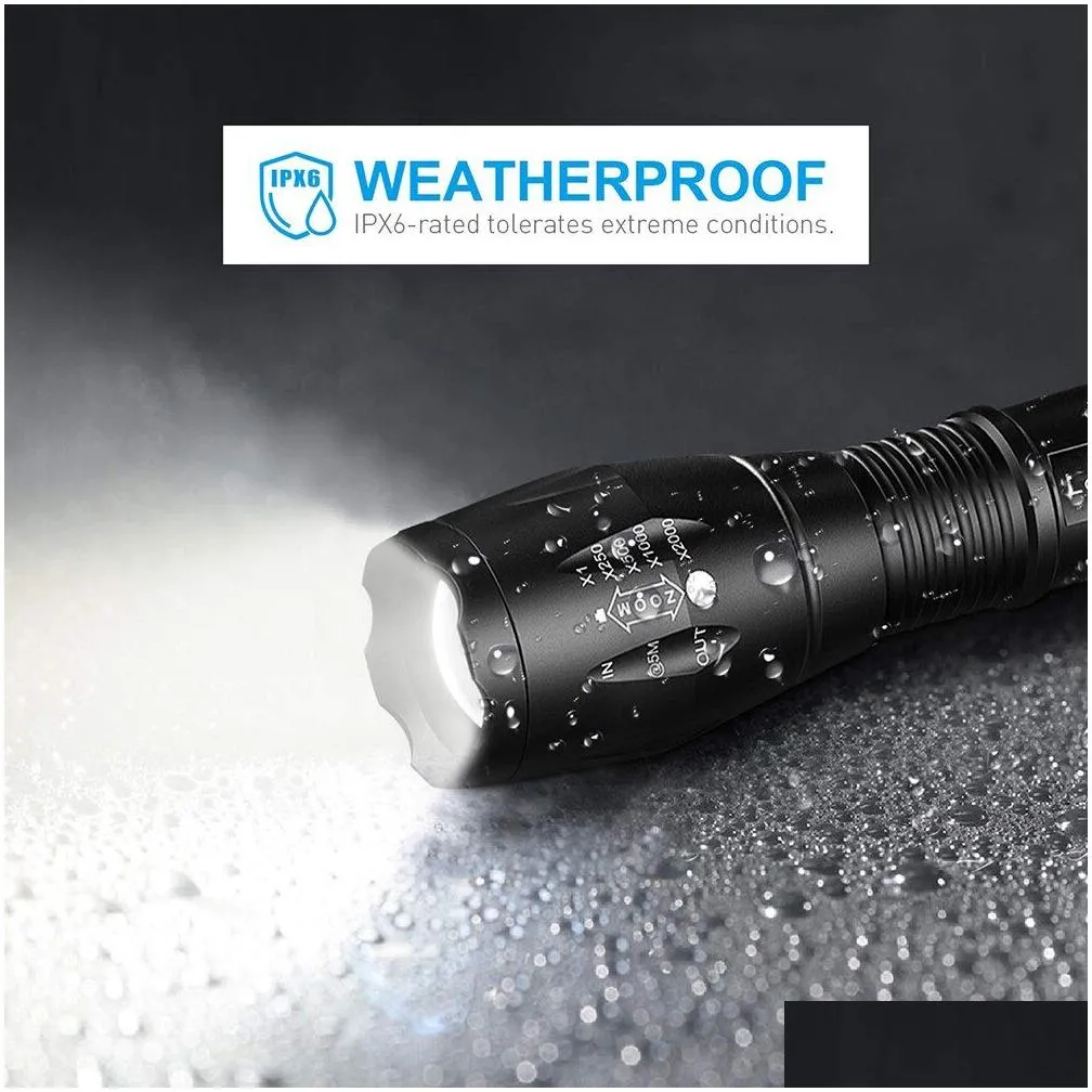 high power led flashlights camping torches 5 lighting modes aluminum alloy zoomable light waterproof material use 3 aaa batteries