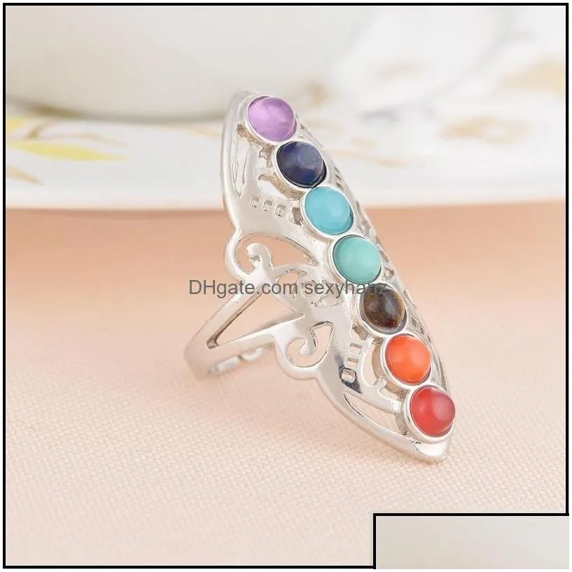 band rings jewelry natural stone alloy men women plate with sier ring colorf energy personality 3 65cz omzcu