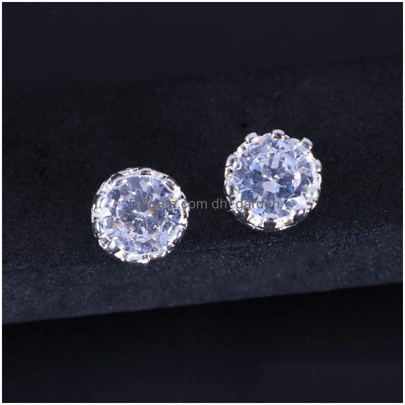 band new gold crown men stud earring 925 sterling silver cz simulated diamonds engagement beautiful women wedding crystal ear 54 m2