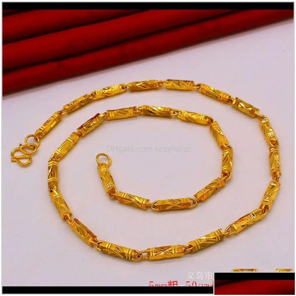 pendant necklaces pendants fashionable sand bamboo mens brass gold plated cylindrical necklace womens long lasting jewel