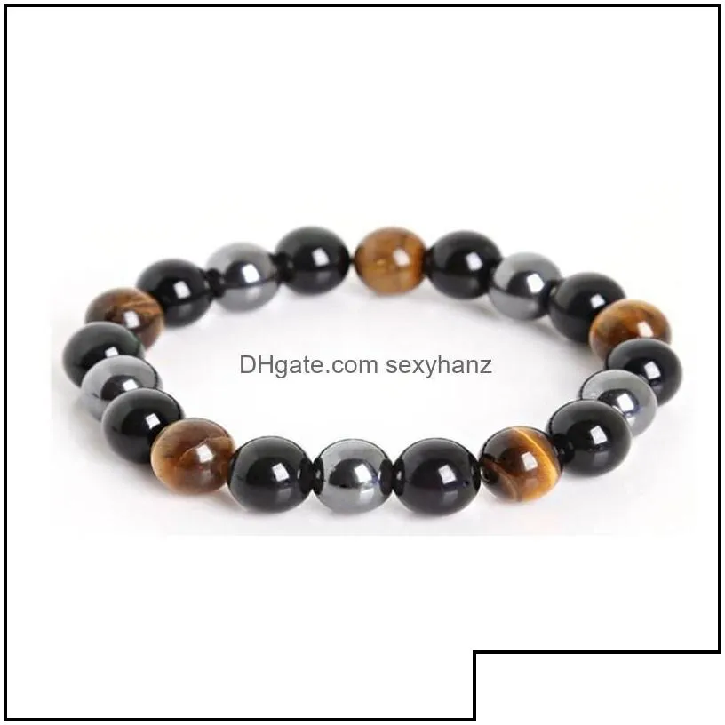 charm bracelets jewelry beads tiger eye hematite black obsidian stone bracelet for women gift men pdowy