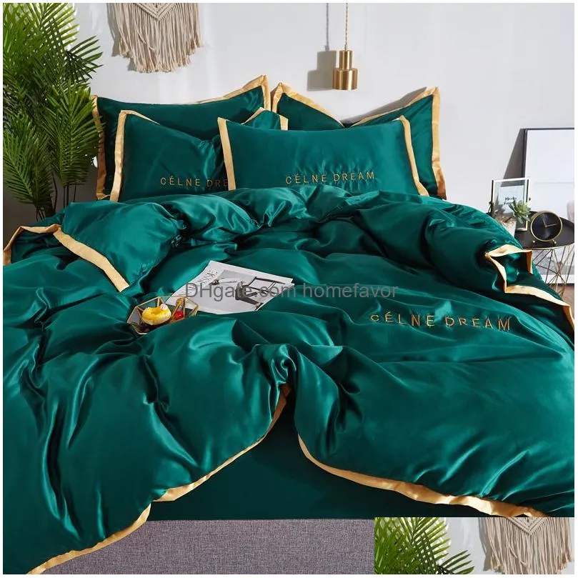 four-piece silk cotton bedding sets king queen size soft printed quilt cover pillow case duvet cover brand bed comforters sets fast