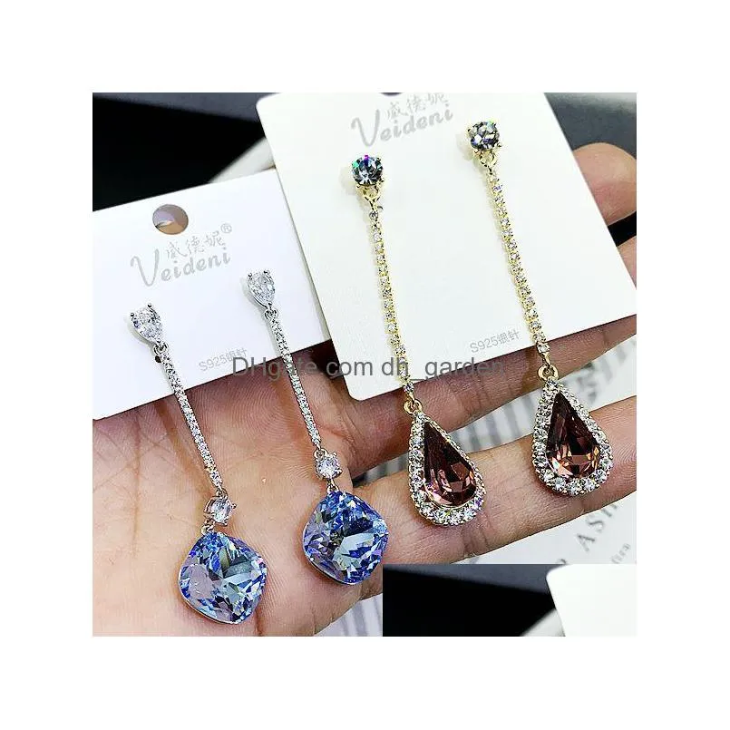  high quality 925 silver exquisite crystal earrings for women best gift fashion diamond jewelry mix style wholesale